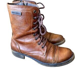 Harley Davidson Women's Brown Leather Riding Boots 8